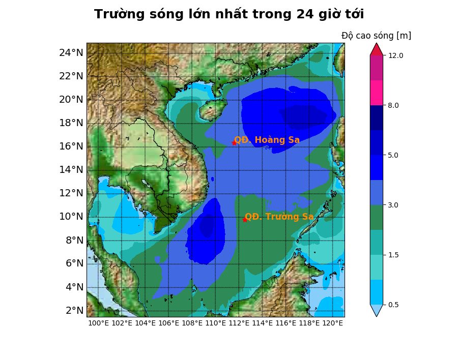 Bản tin dự báo sóng 10 ngày tới (từ ngày 14/01 đến ngày 23/01/2025)