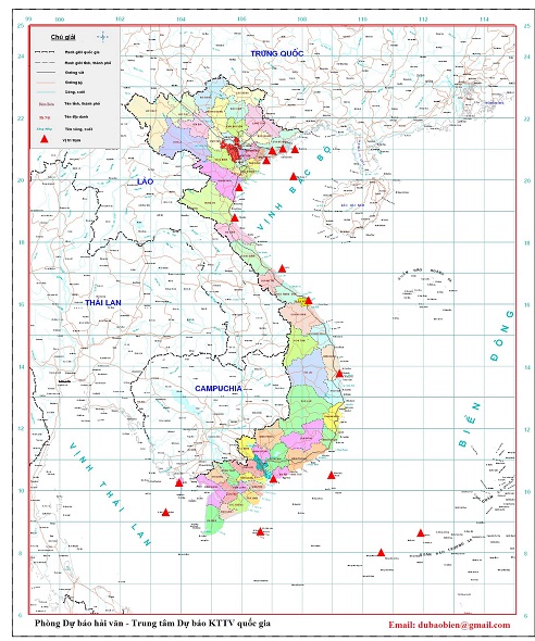 Bản tin dự báo thủy triều 10 ngày (từ 17/01/2025 đến 26/01/2025)